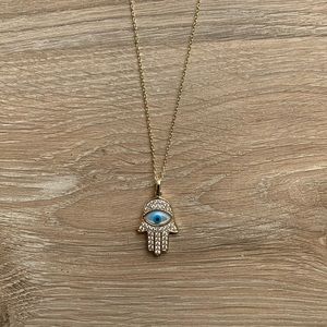 Hamsa Evil Eye Gold Necklace